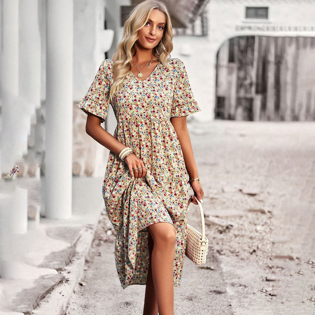 BOHEMIAN FLORAL MIDI DRESS | SUNSET | SUMMER-READY COTTON